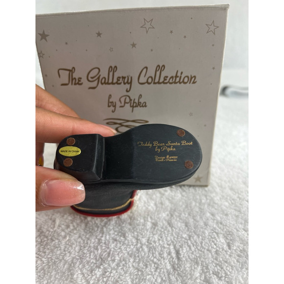 Pipka Gallery Collection #40032 Teddy Bear Santa Boot Trinket Box Christmas 3" - Picture 6 of 10